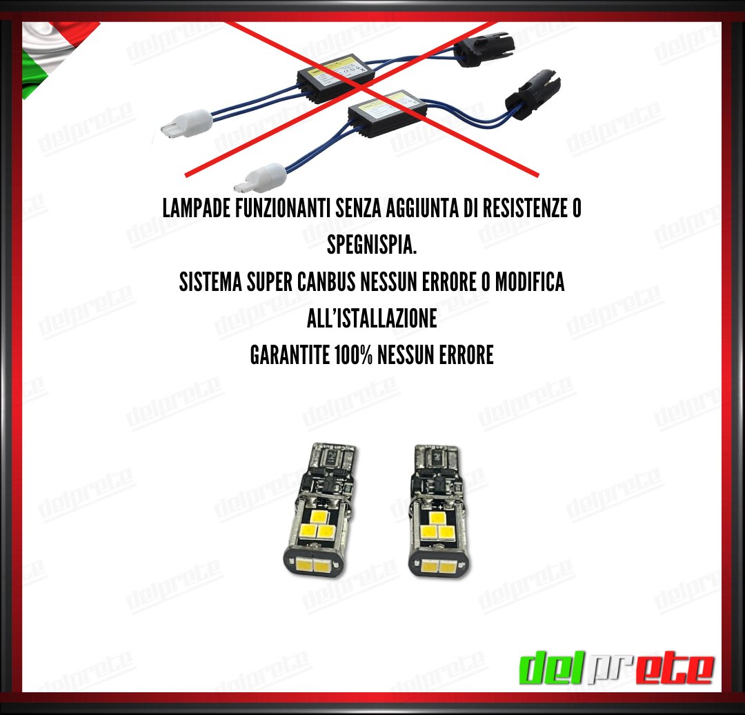 COPPIA T-10 LED SUPER CANBUS REALE 100% NO ERROR PLUG/PLAY NESSUNA MODIFICA