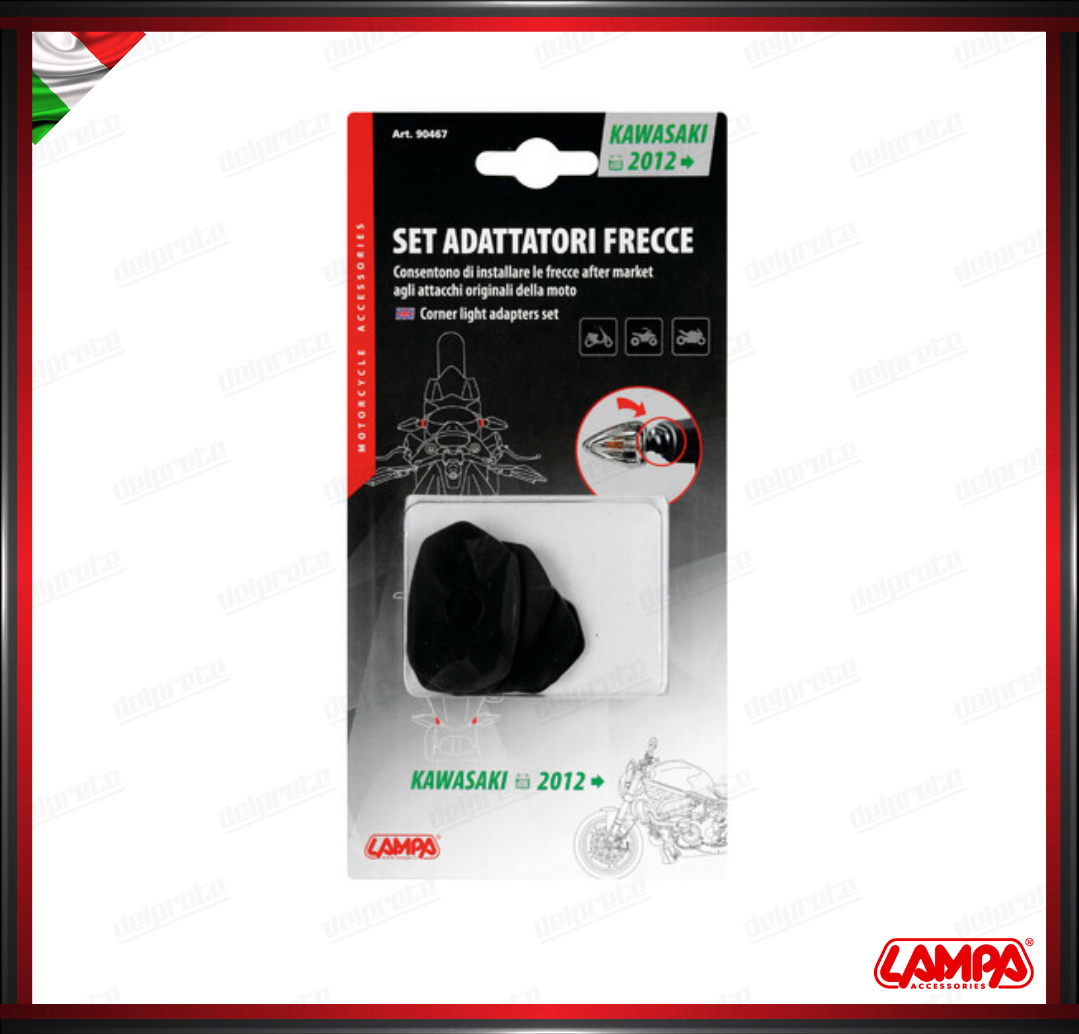 LAMPA SET ADATTATORI INDICATORI DI DIREZIONE FRECCE COMPATIBILE PER KAWASAKI DAL 2012