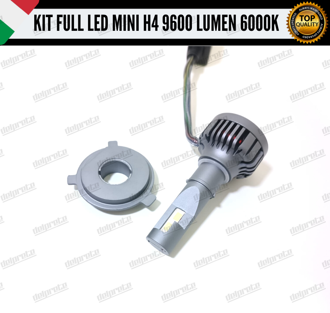 CONVERSIONE LED H4 FIAT PANDA MK1 + ADATTATORI 9600 LUMEN 100% NO ERROR ANABB+ABB