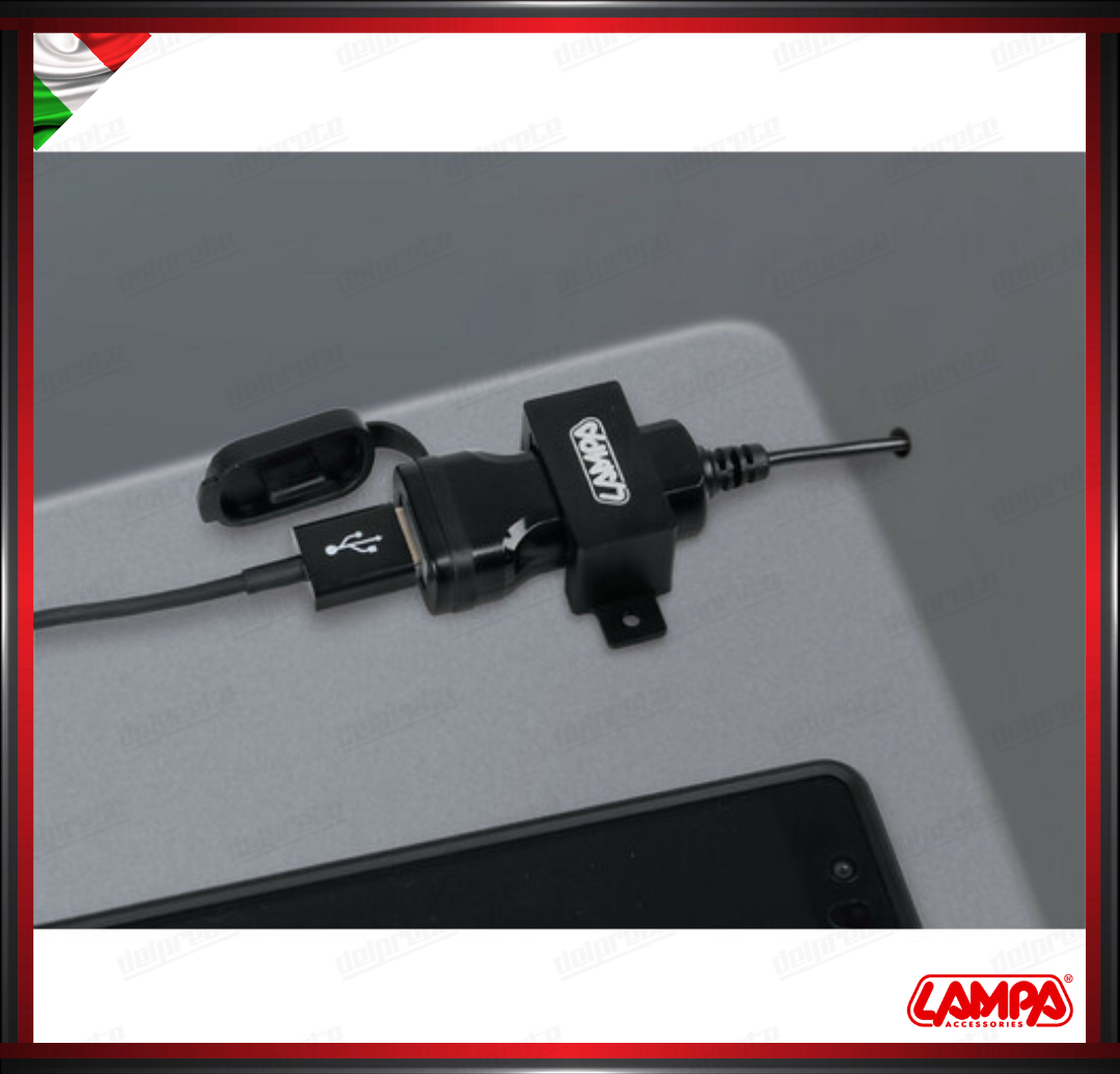 USB FIX OMEGA LAMPA CARICATORE USB MOTO FISSAGGIO CON VITI - 3000 MA 12/24V