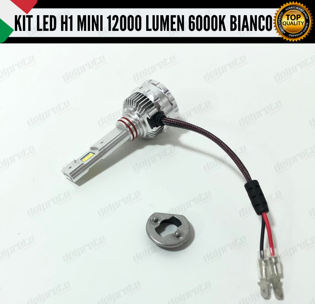 KIT LED FULL H1 6000K BIANCO 12000 LUMEN REALI CANBUS LED 100% NO ERRORE ALLUMINIO AVIAZIONE