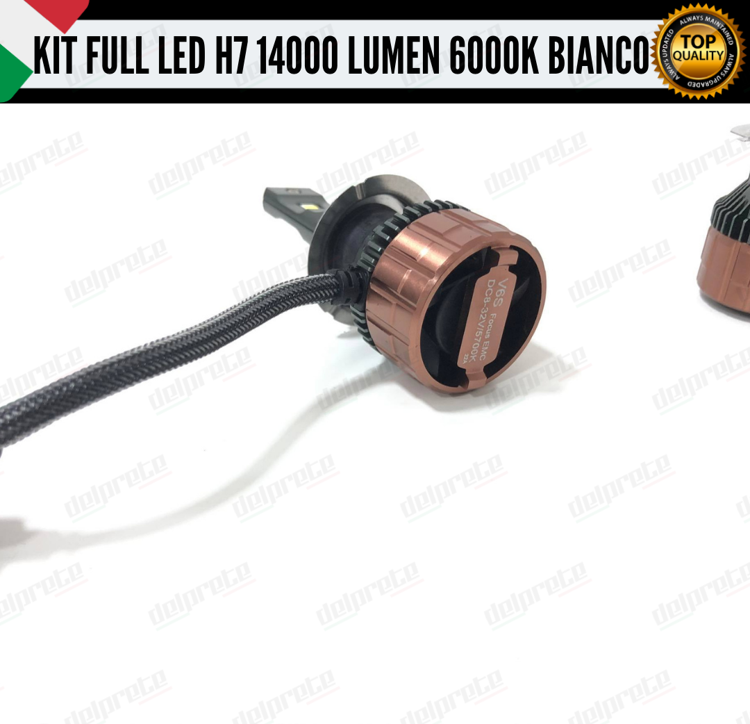 KIT LED FULL H7 6000K BIANCO 14000 LUMEN REALI CANBUS LED 100% NO ERRORE ALLUMINIO AVIAZIONE