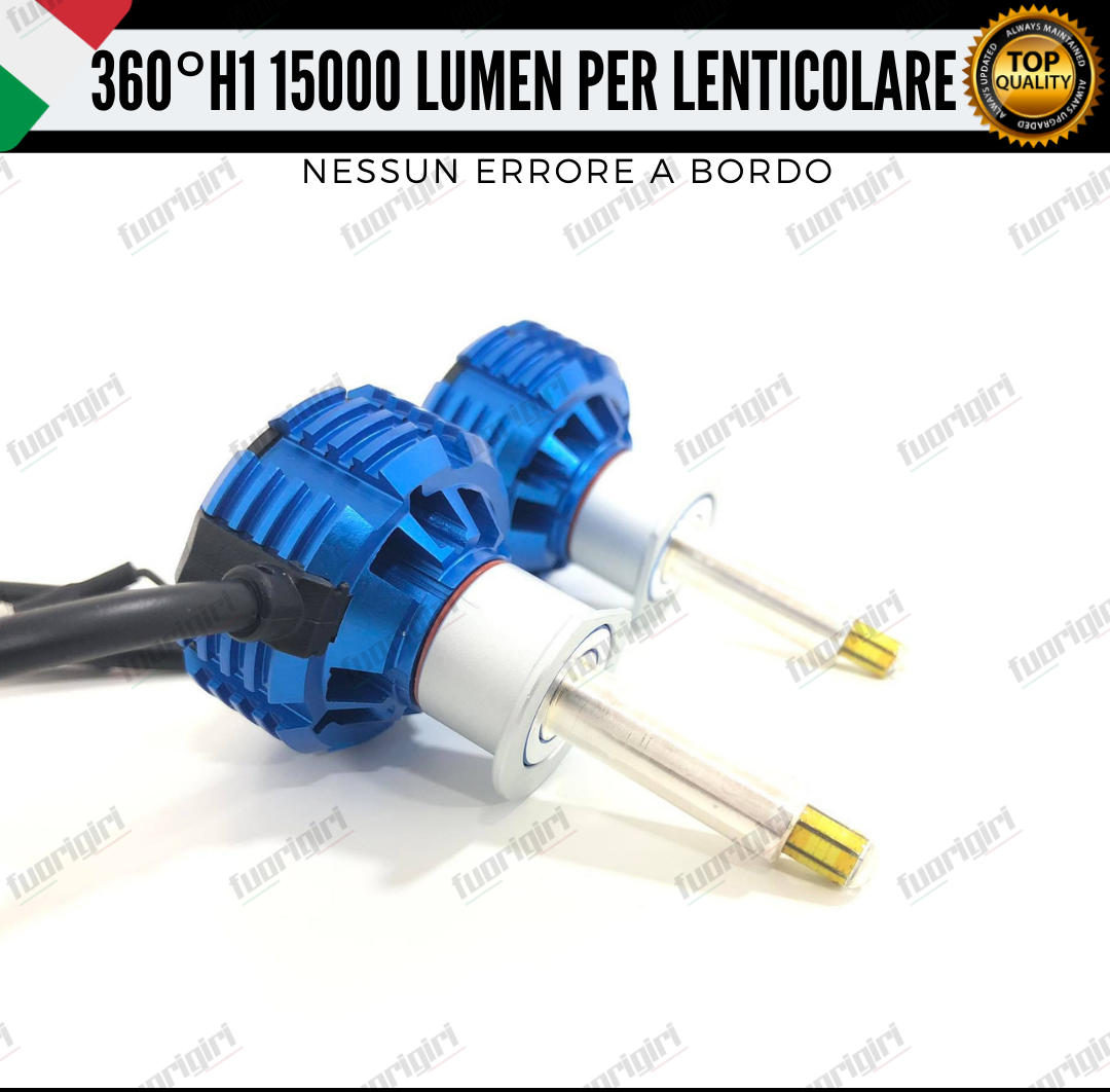 KIT FULL LED ANABBAGLIANTI H1 360° GRADI 15000L CANBUS SPECIFICO PER FARI LENTICOLARI BIANCO