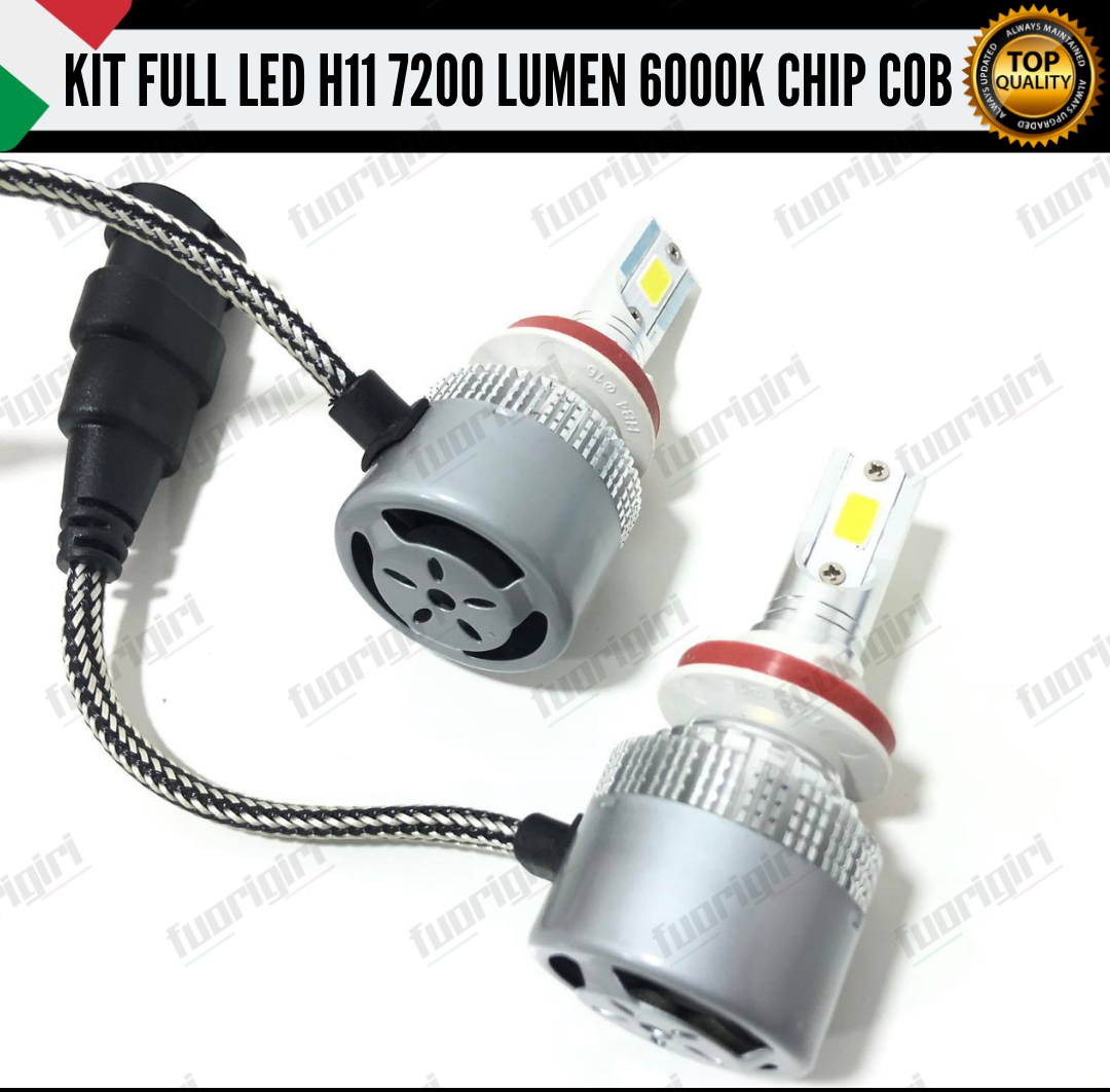 KIT FULL LED H11 FIAT PUNTO EVO 6000K 7200LUMEN CANBUS NO ERRORE FENDINEBBIA