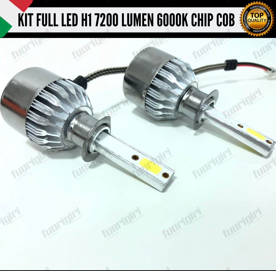KIT FULL LED H1 CANBUS 7200 LUMEN REALI 6000K BIANCO NESSUN ERRORE AUTO