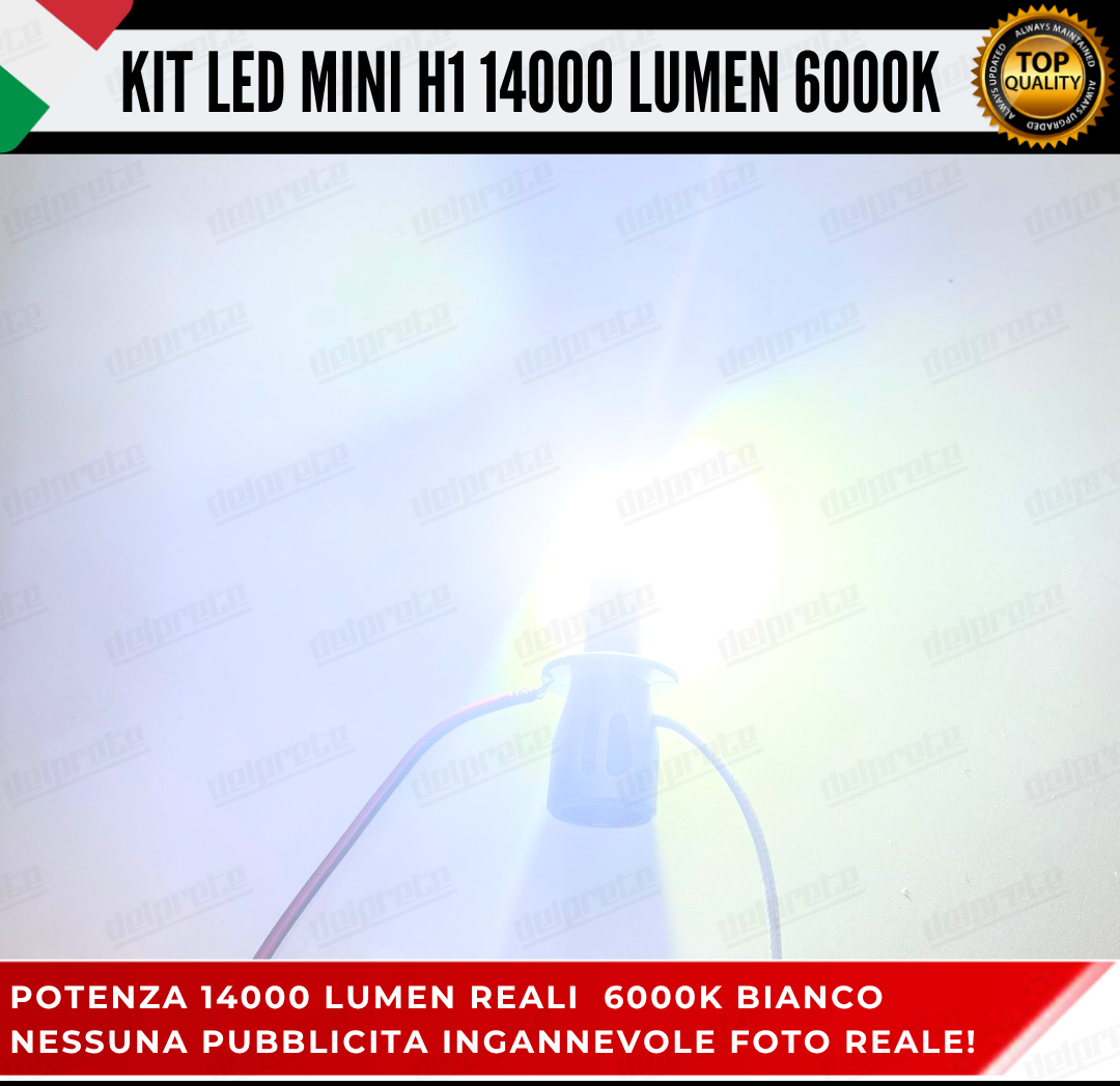 KIT FULL LED LAMPADE H1 MINI BIANCO 6000K 14000 LUMEN CANBUS NO ERRORE