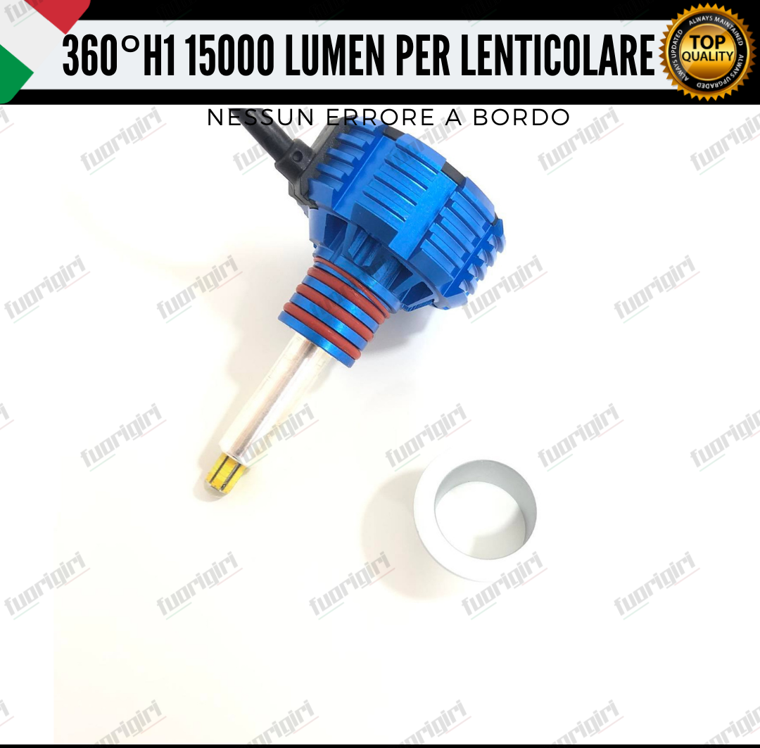 KIT FULL LED ANABBAGLIANTI H1 360° GRADI 15000L CANBUS SPECIFICO PER FARI LENTICOLARI BIANCO
