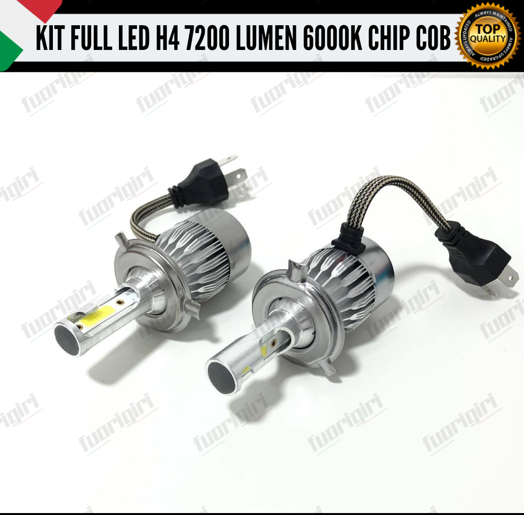 KIT FULL LED H4 LANCIA YPSILON HYBRID 7200 LUMEN 6000K BIANCO 100% NO ERRORE