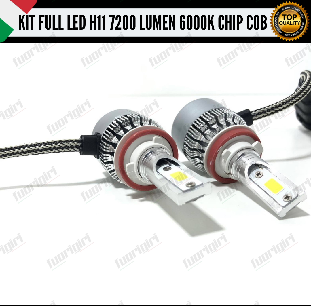 KIT FULL LED H11 FIAT PUNTO EVO 6000K 7200LUMEN CANBUS NO ERRORE FENDINEBBIA