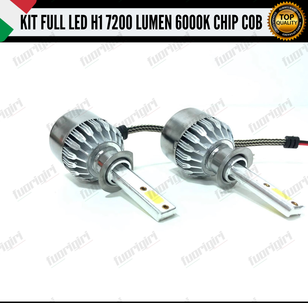 KIT FULL LED H1 CANBUS 7200 LUMEN REALI 6000K BIANCO NESSUN ERRORE AUTO