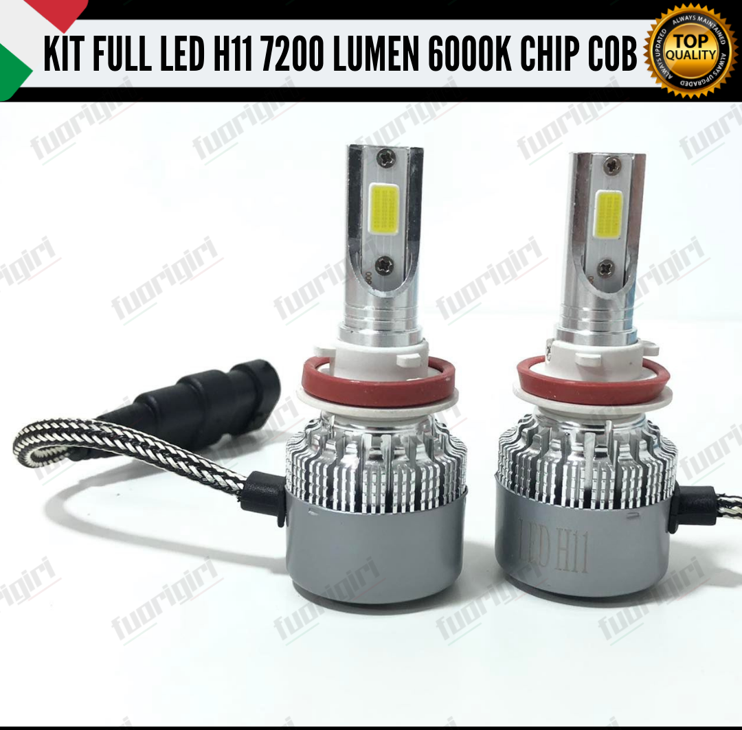 KIT FULL LED H11 FIAT PUNTO EVO 6000K 7200LUMEN CANBUS NO ERRORE FENDINEBBIA