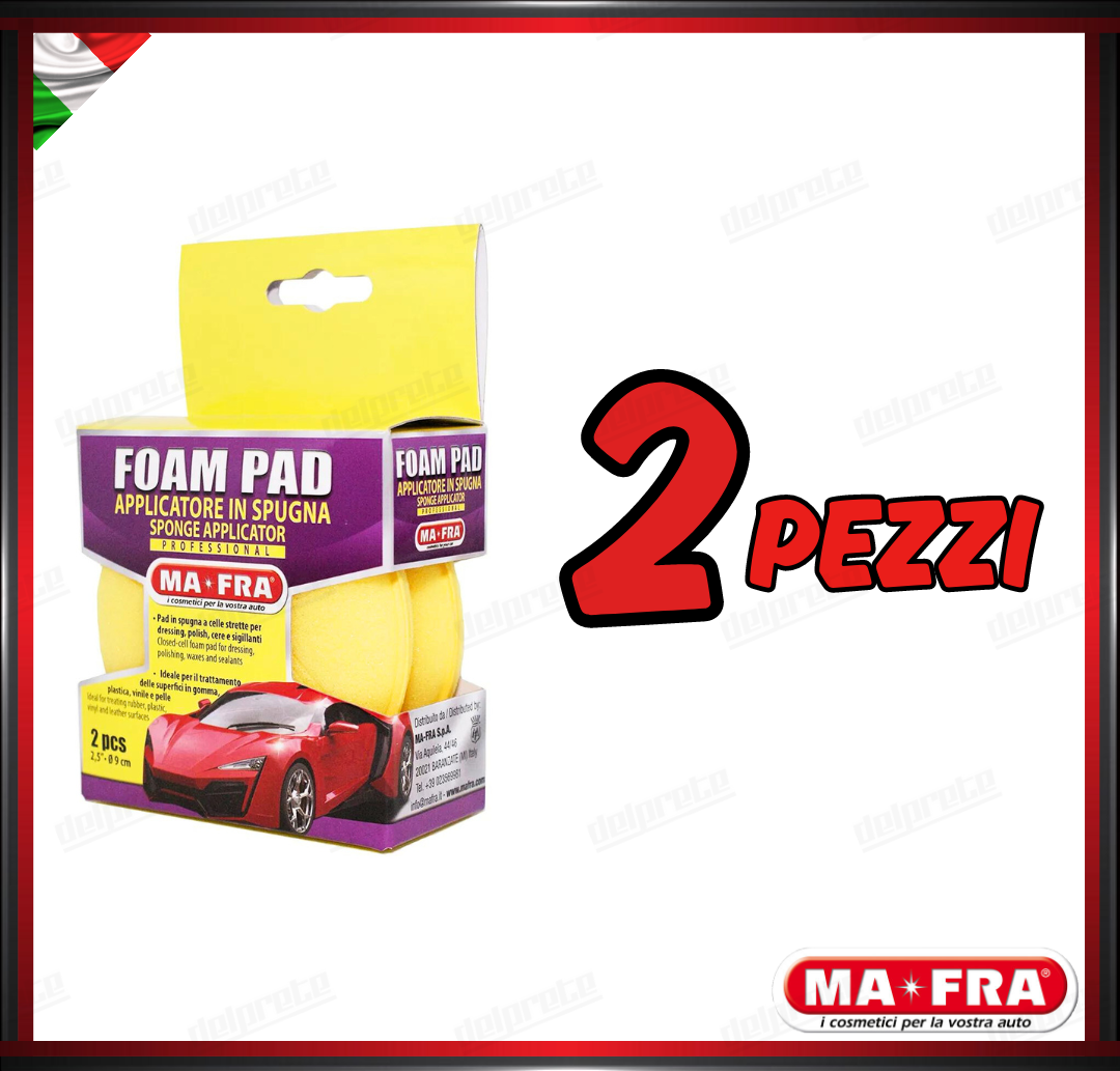 MAFRA - FOAM PAD APPLICATORE POLISH CERA MORBIDO SPUGNA (GIALLO) KIT 2 PEZZI