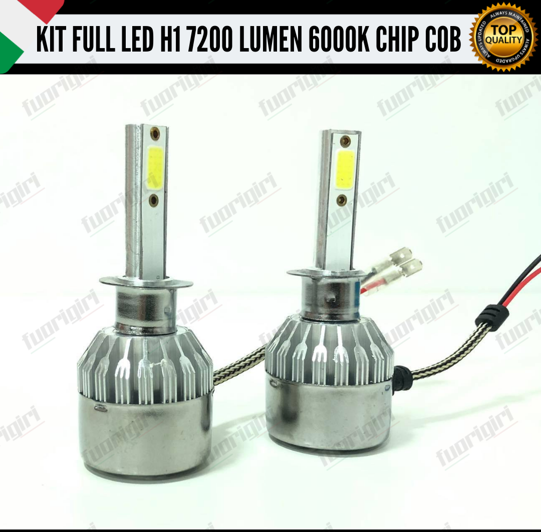 KIT FULL LED H1 CANBUS 7200 LUMEN REALI 6000K BIANCO NESSUN ERRORE AUTO