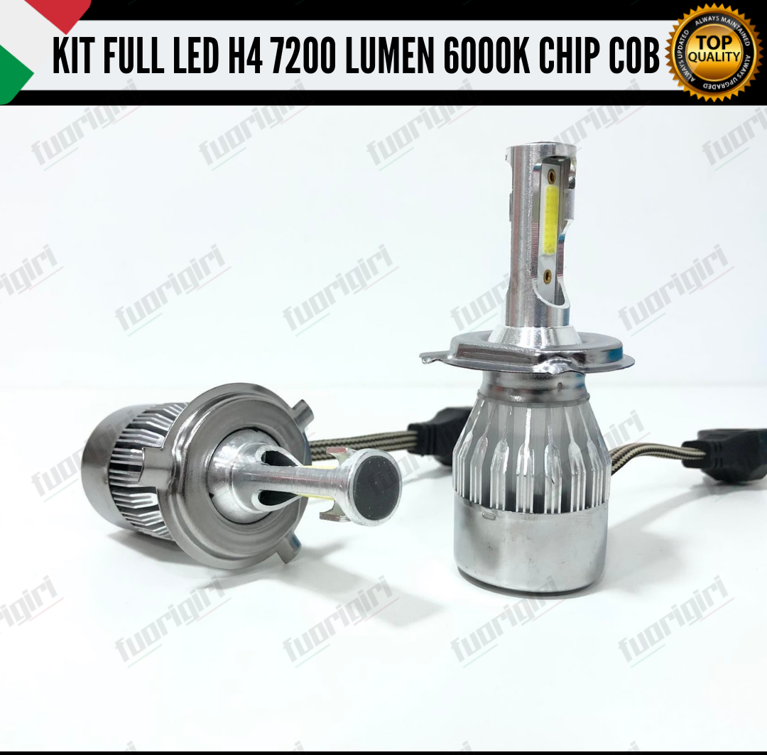 KIT FULL LED H4 LANCIA YPSILON HYBRID 7200 LUMEN 6000K BIANCO 100% NO ERRORE