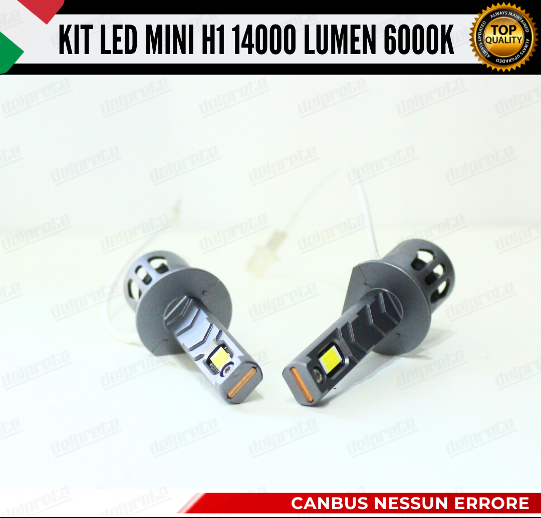 KIT FULL LED LAMPADE H1 MINI BIANCO 6000K 14000 LUMEN CANBUS NO ERRORE