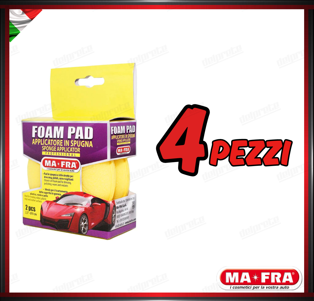 MAFRA - FOAM PAD APPLICATORE POLISH CERA MORBIDO SPUGNA (GIALLO) KIT 2 PEZZI