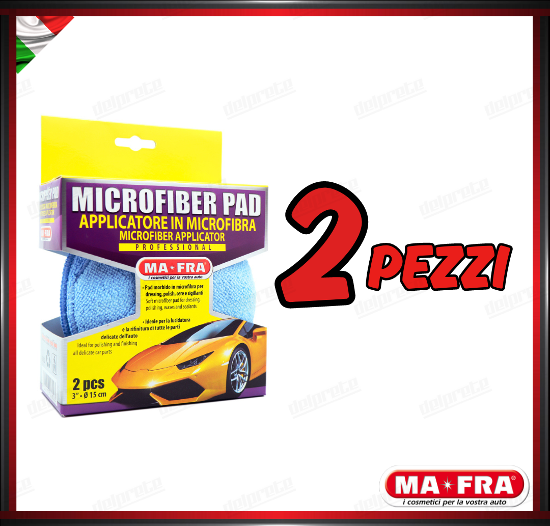 MAFRA - PAD MICROFIBER APPLICATORE POLISH CERA SPUGNA (CELESTE) KIT 2 PEZZI