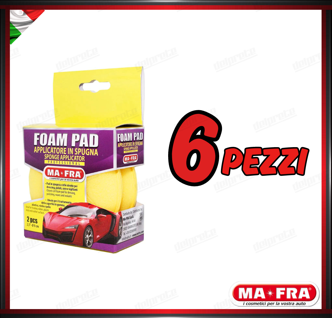 MAFRA - FOAM PAD APPLICATORE POLISH CERA MORBIDO SPUGNA (GIALLO) KIT 2 PEZZI