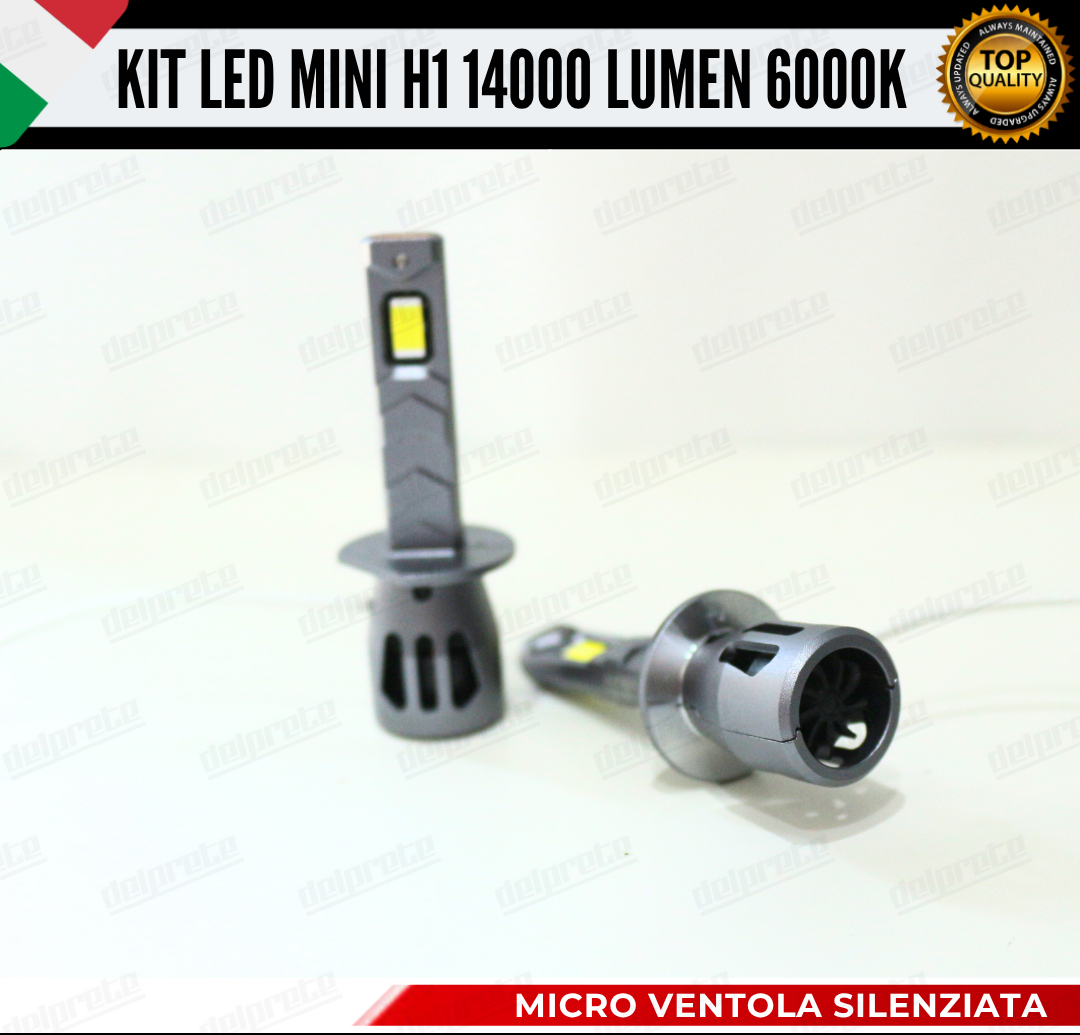 KIT FULL LED LAMPADE H1 MINI BIANCO 6000K 14000 LUMEN CANBUS NO ERRORE