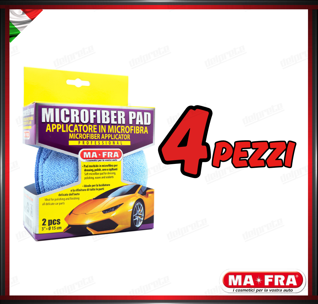 MAFRA - PAD MICROFIBER APPLICATORE POLISH CERA SPUGNA (CELESTE) KIT 2 PEZZI