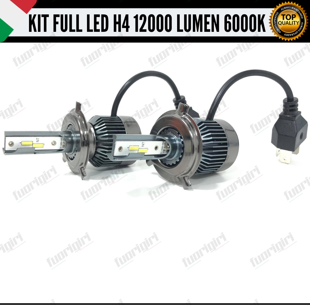 KIT LED H4 SKODA ROOMSTER 6000K BIANCO CANBUS 12000 LUMEN BI-LED NESSUN ERRORE