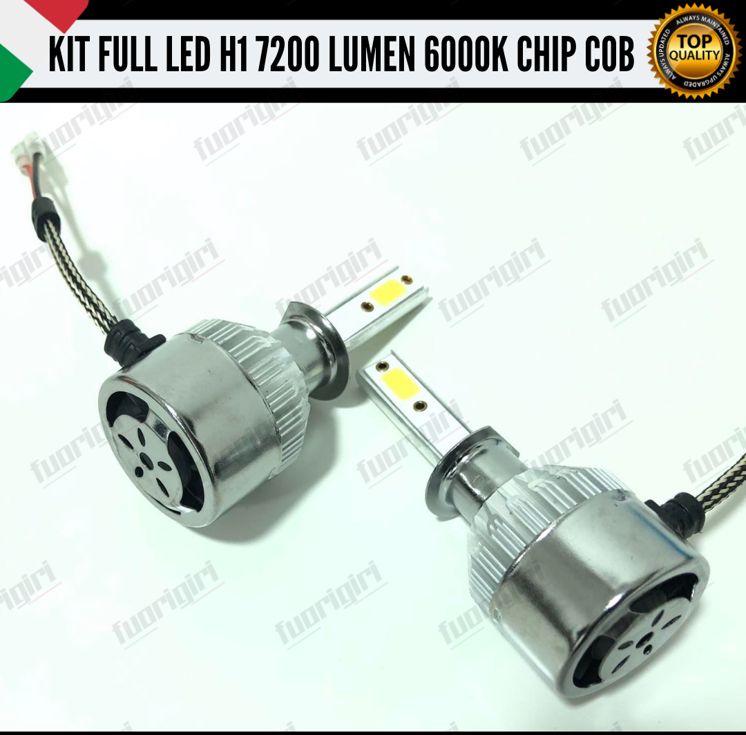 KIT FULL LED H1 CANBUS 7200 LUMEN REALI 6000K BIANCO NESSUN ERRORE AUTO