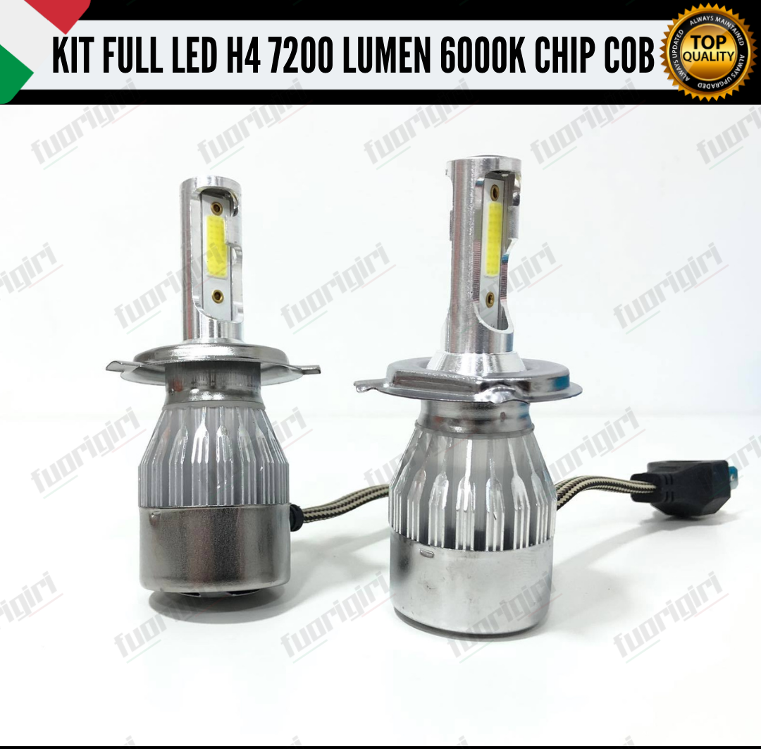 KIT FULL LED H4 LANCIA YPSILON HYBRID 7200 LUMEN 6000K BIANCO 100% NO ERRORE