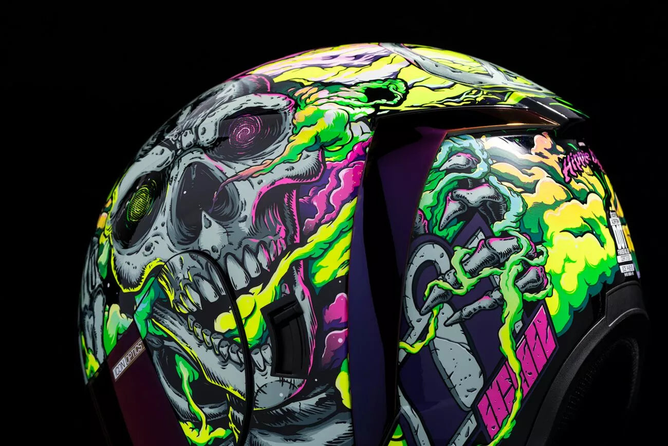 CASCO INTEGRALE - ICON AIRFORM HIPPY DIPPY - OMOLOGATO ECE 2206 VERDE TESCHIO
