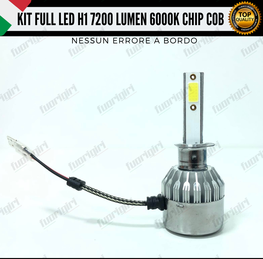 KIT FULL LED H1 CANBUS 7200 LUMEN REALI 6000K BIANCO NESSUN ERRORE AUTO