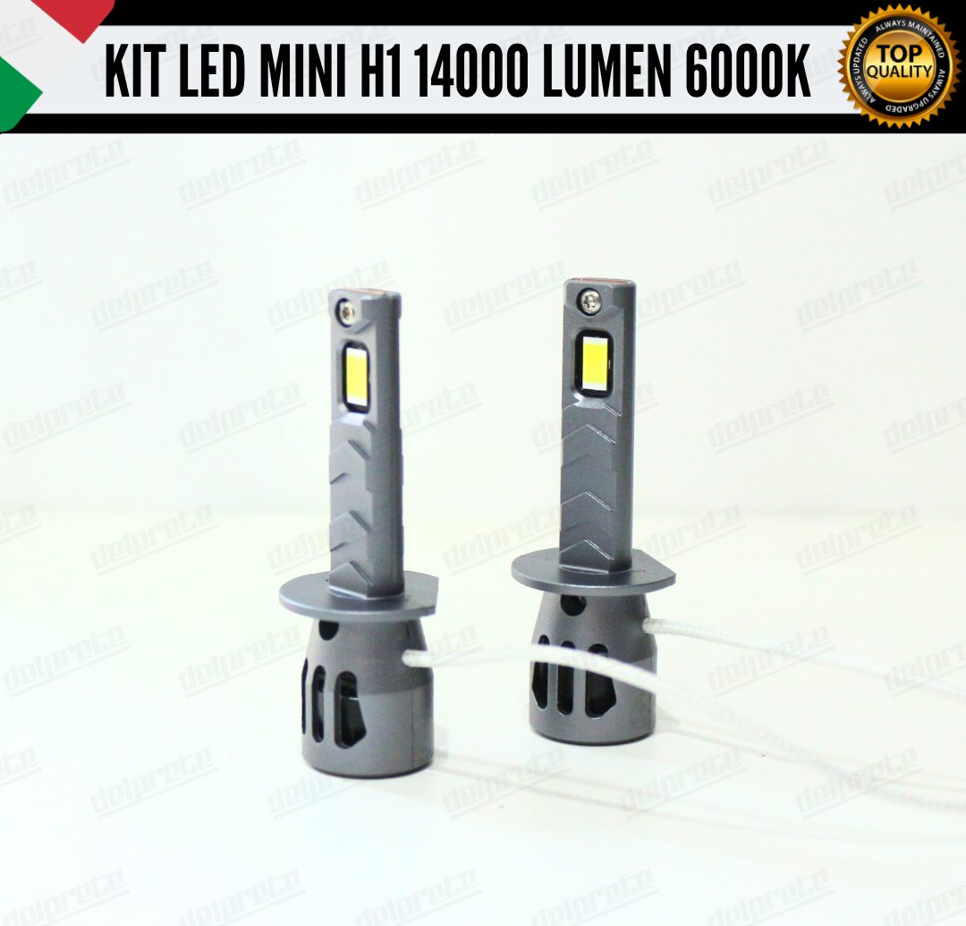 KIT FULL LED LAMPADE H1 MINI BIANCO 6000K 14000 LUMEN CANBUS NO ERRORE
