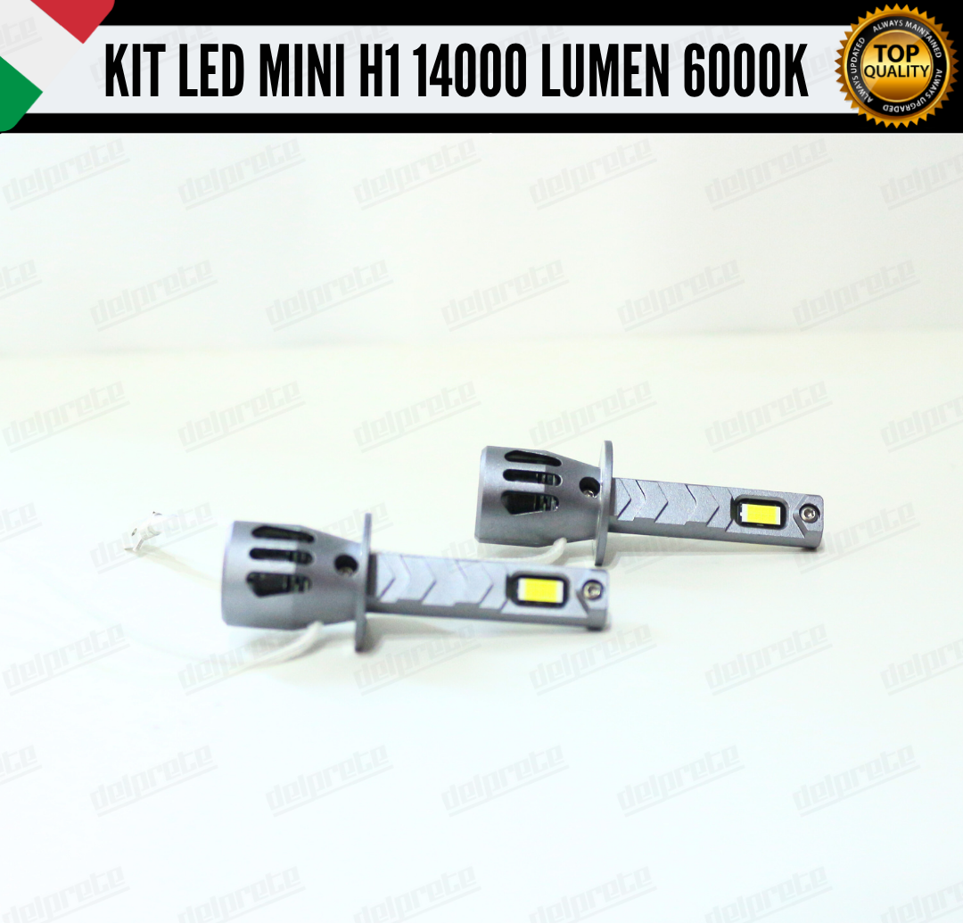KIT FULL LED LAMPADE H1 MINI BIANCO 6000K 14000 LUMEN CANBUS NO ERRORE