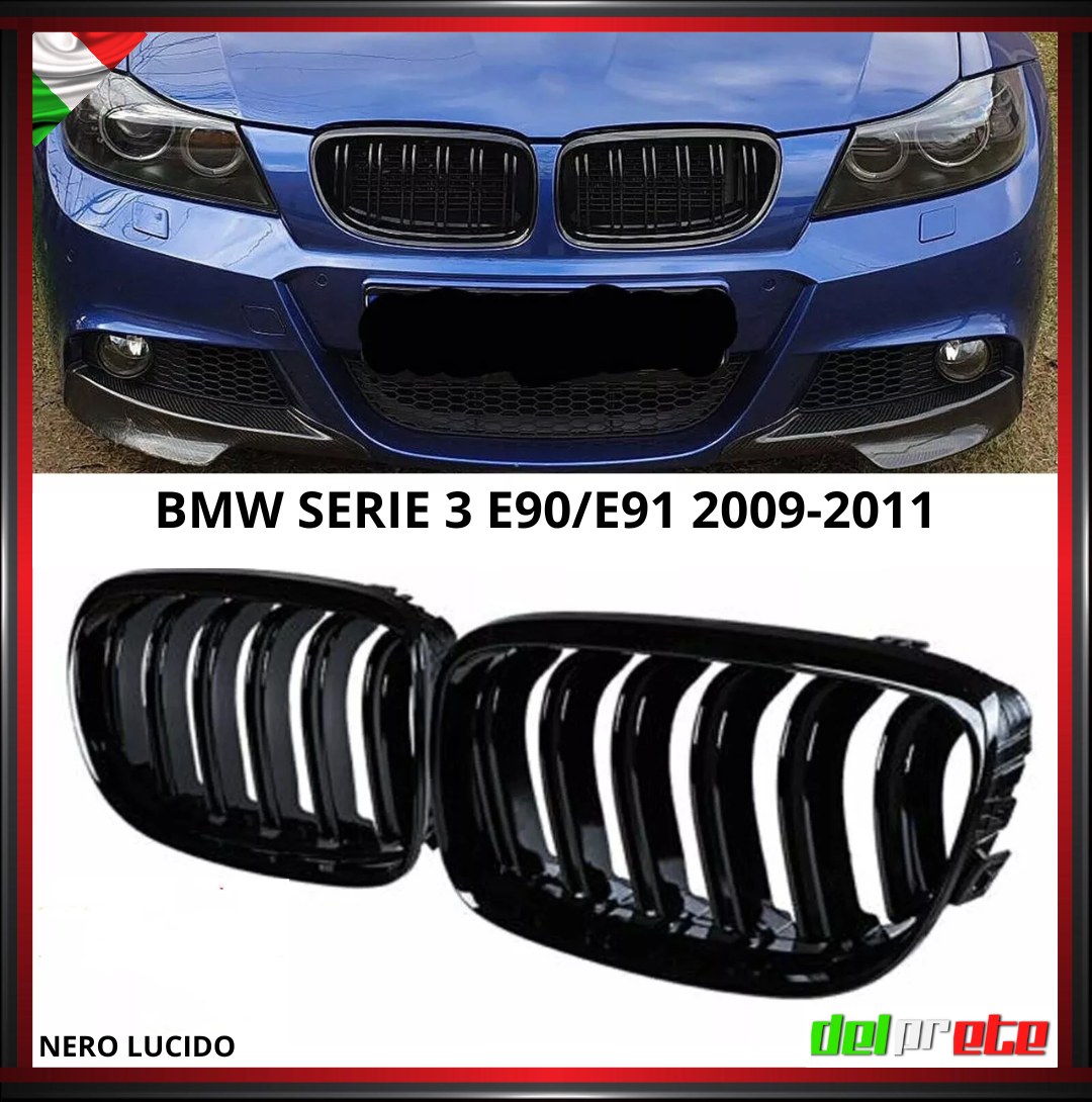 SET GRIGLIA RENI BMW SERIE 3 E90 E91 (09-12) LCI RESTYLING CALANDRA MASCHERINA