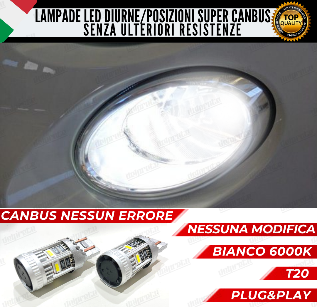 COPPIA T20 LED SUPER CANBUS REALE 100% NO ERROR PLUG/PLAY NESSUNA