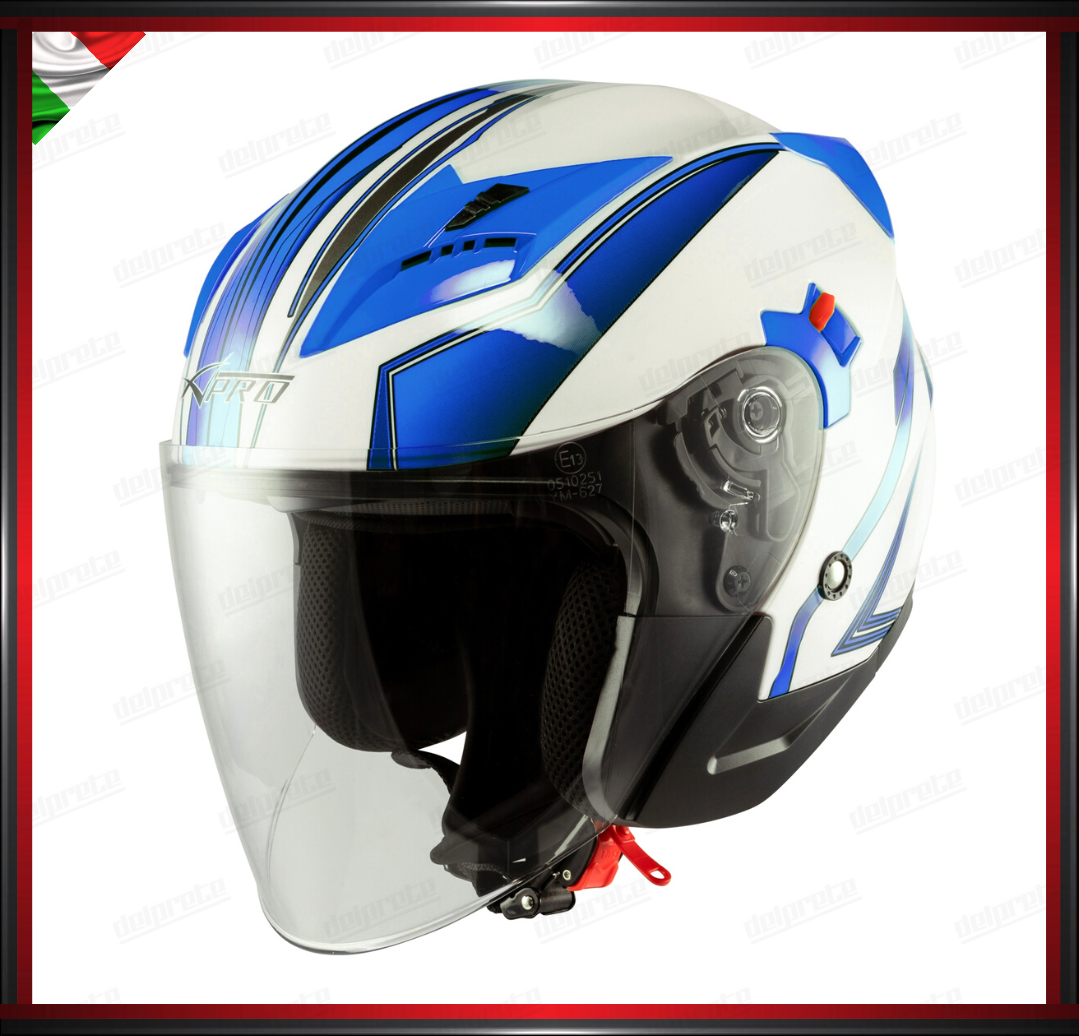 Casco Jet Scooter Demi Omologato ECE 22-06 - Visiera Avio Bianco, Taglia M (57-58 Cm) - Foto 12