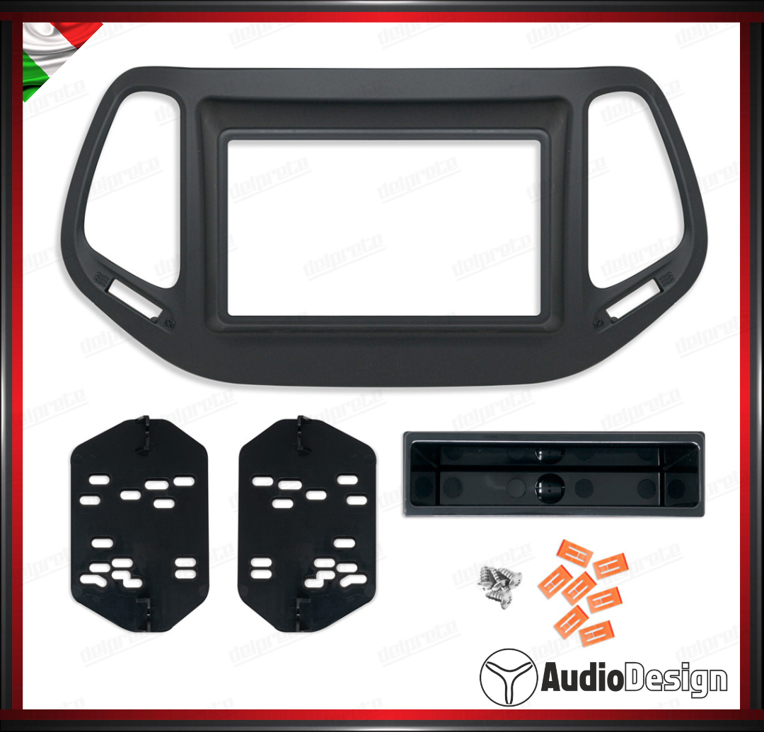 MASCHERINA 2DIN KIT MONTAGGIO AUTORADIO JEEP COMPASS 2 MP 2016> NERO - AUDIODESIGN