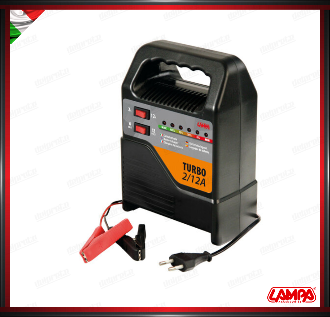 TURBO LAMPA 2/12 A CARICABATTERIA 6/12V CARICATORE BATTERIE AUTO MOTO CON MANTENIMENTO