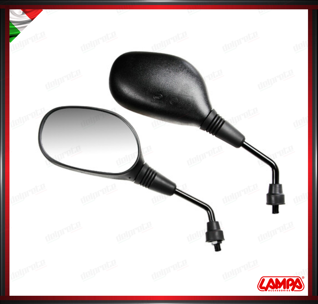 TRAX COPPIA SPECCHIETTI RETROVISORI MOTO SCOOTER UNIVERSALI LAMPA OMOLOGATI NERO M 10