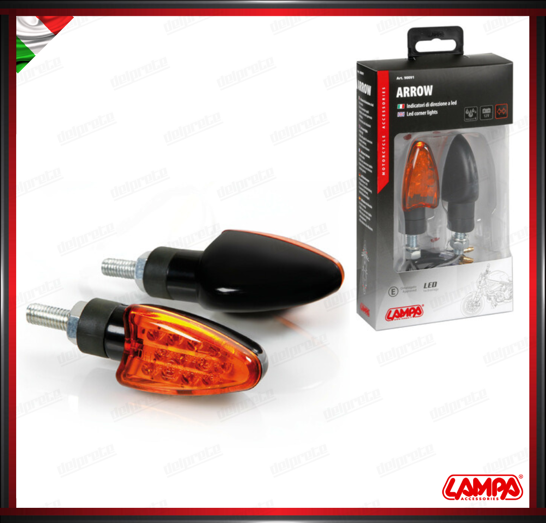 ARROW LAMPA COPPIA INDICATORI DI DIREZIONE NERO FRECCE A LED OMOLOGATE - 12V UNIVERSALI