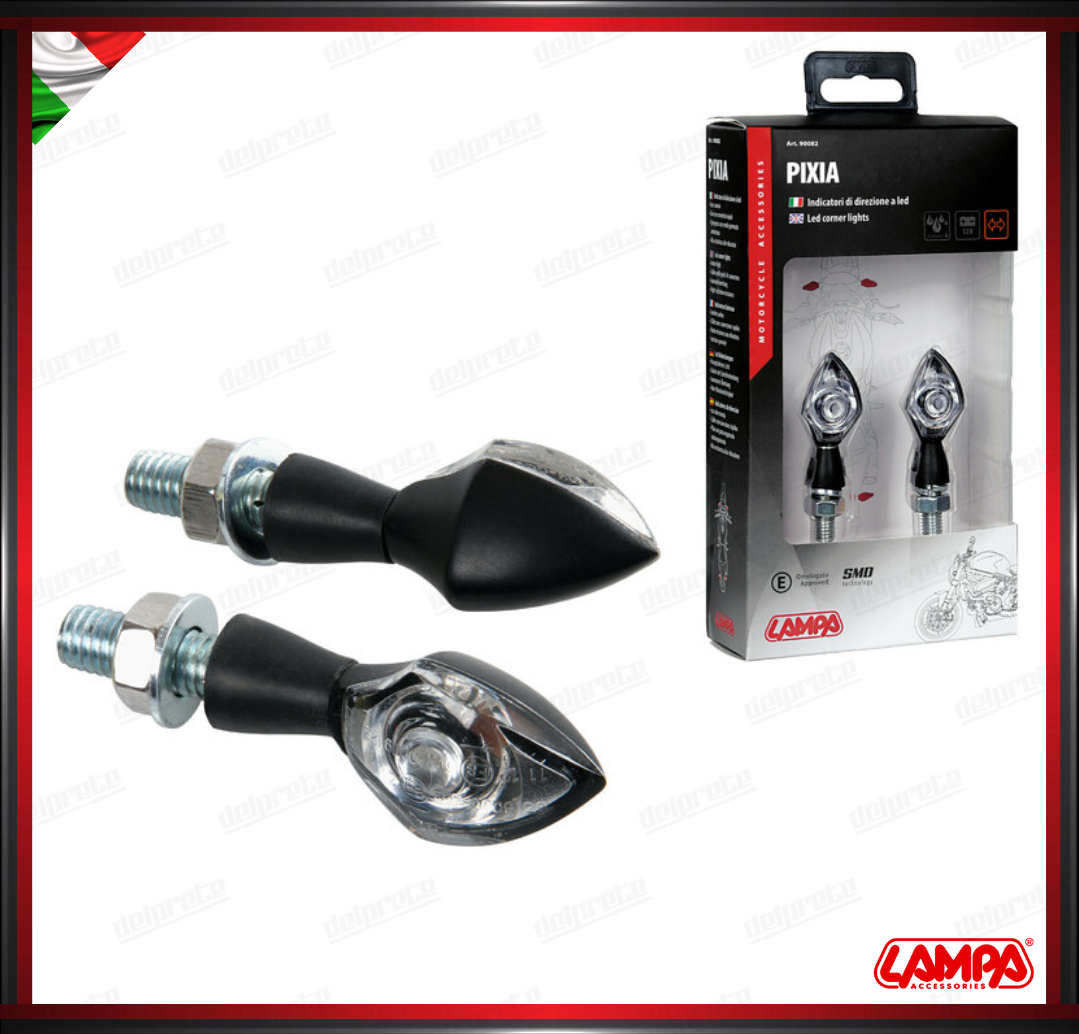 PIXIA LAMPA COPPIA INDICATORI DI DIREZIONE NERO FRECCE A LED OMOLOGATE - 12V UNIVERSALI