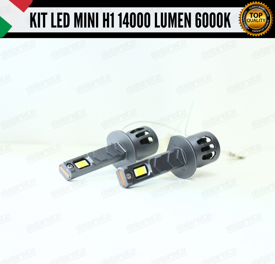 KIT FULL LED LAMPADE H1 MINI BIANCO 6000K 14000 LUMEN CANBUS NO ERRORE