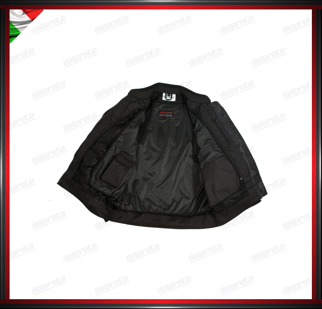GIACCA IN TESSUTO DA DONNA NERO CON PROTEZIONI OMOLOGATE CE IMPERMEABILE ETRAIBILE E LAVABILE