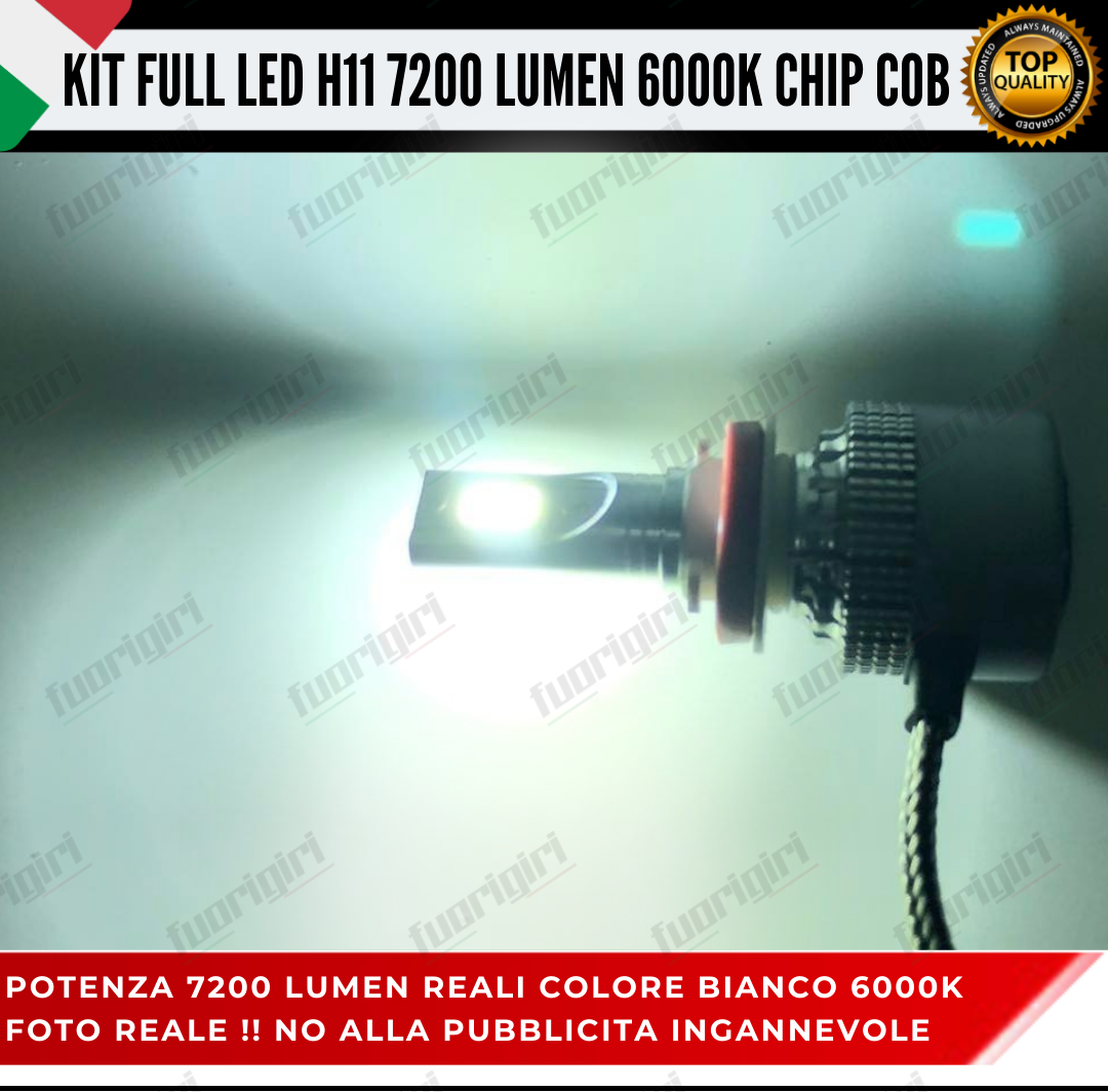 KIT FULL LED H11 FIAT PUNTO EVO 6000K 7200LUMEN CANBUS NO ERRORE FENDINEBBIA