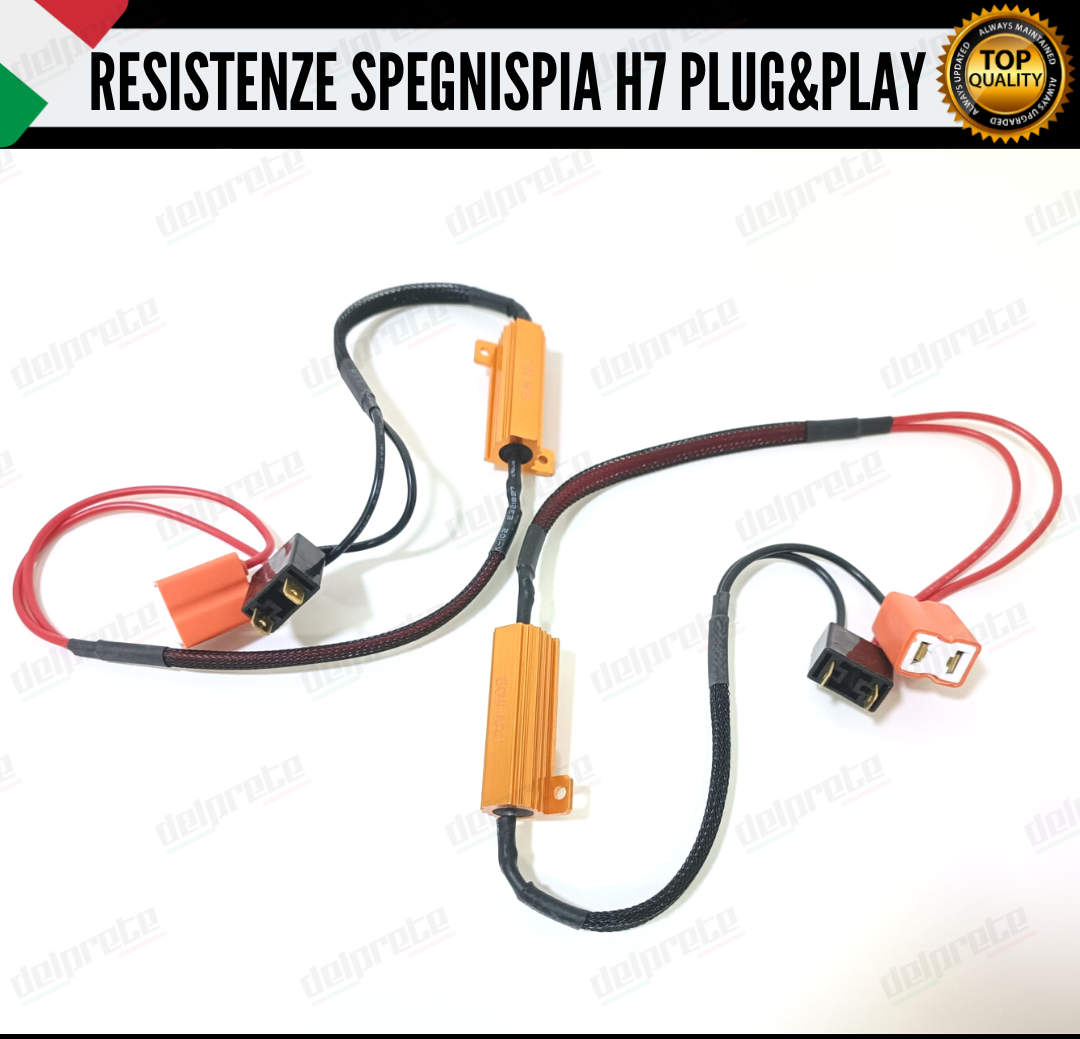 X2 RESISTENZE H7 FILTRI CANBUS 50W 6 OHM CORAZZATE PER LAMPADE KIT LED NO-ERRORE