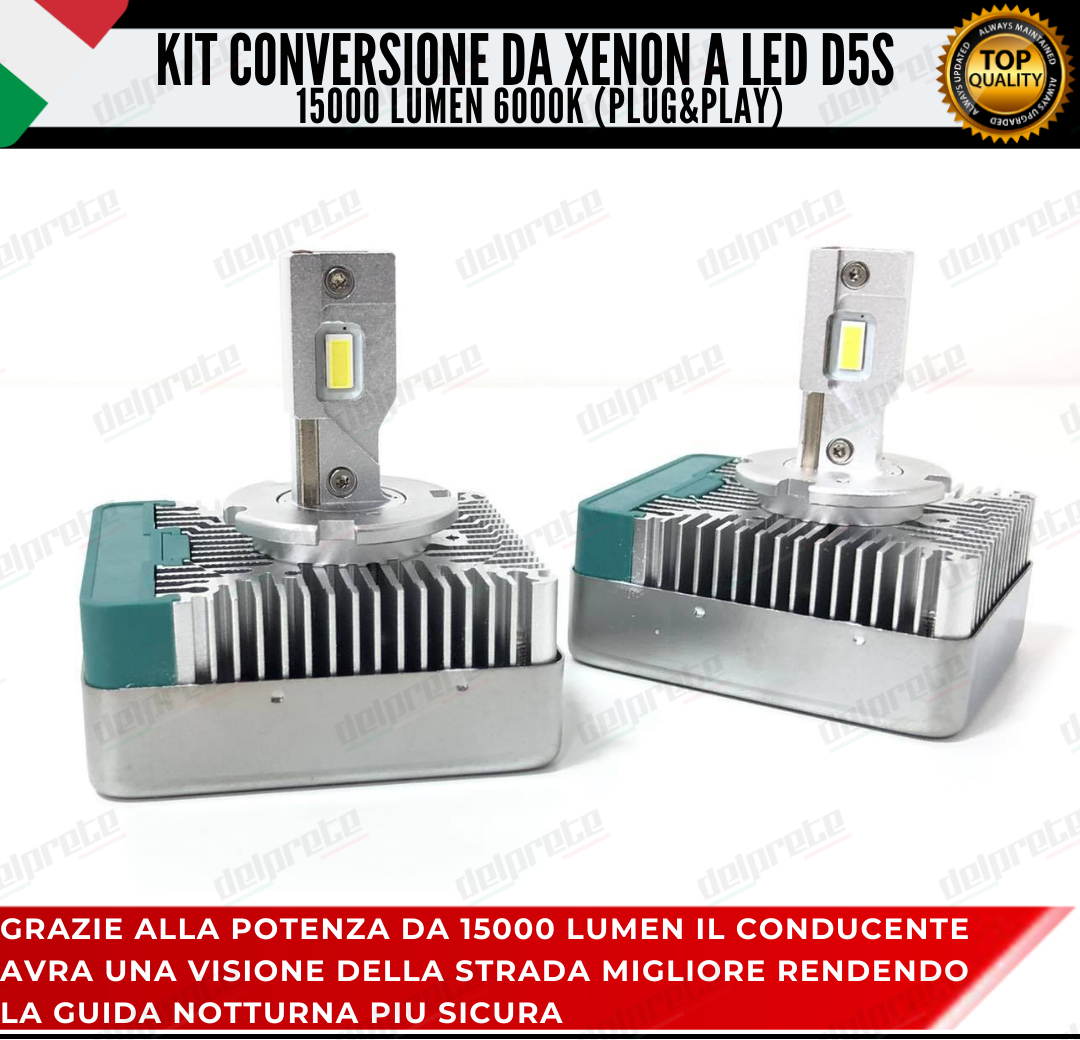 KIT LED D5S CONVERSIONE DA XENON A LED FIAT 500X 15000 LUMEN 6000K 100W NO ERROR (xenon originale)