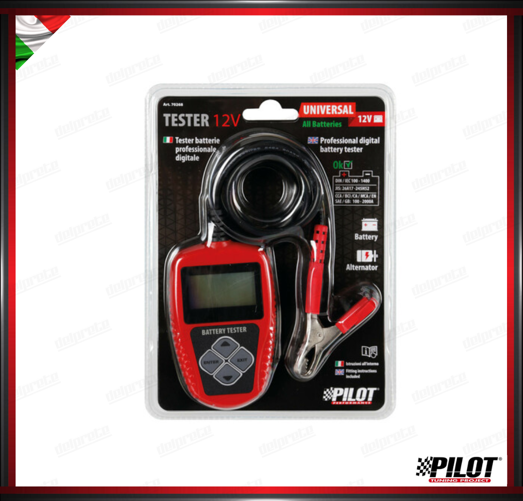 TESTER PROFESSIONALE PER BATTERIE UNIVERSALE PILOT STATO BATTERIA E ALTERNATORE