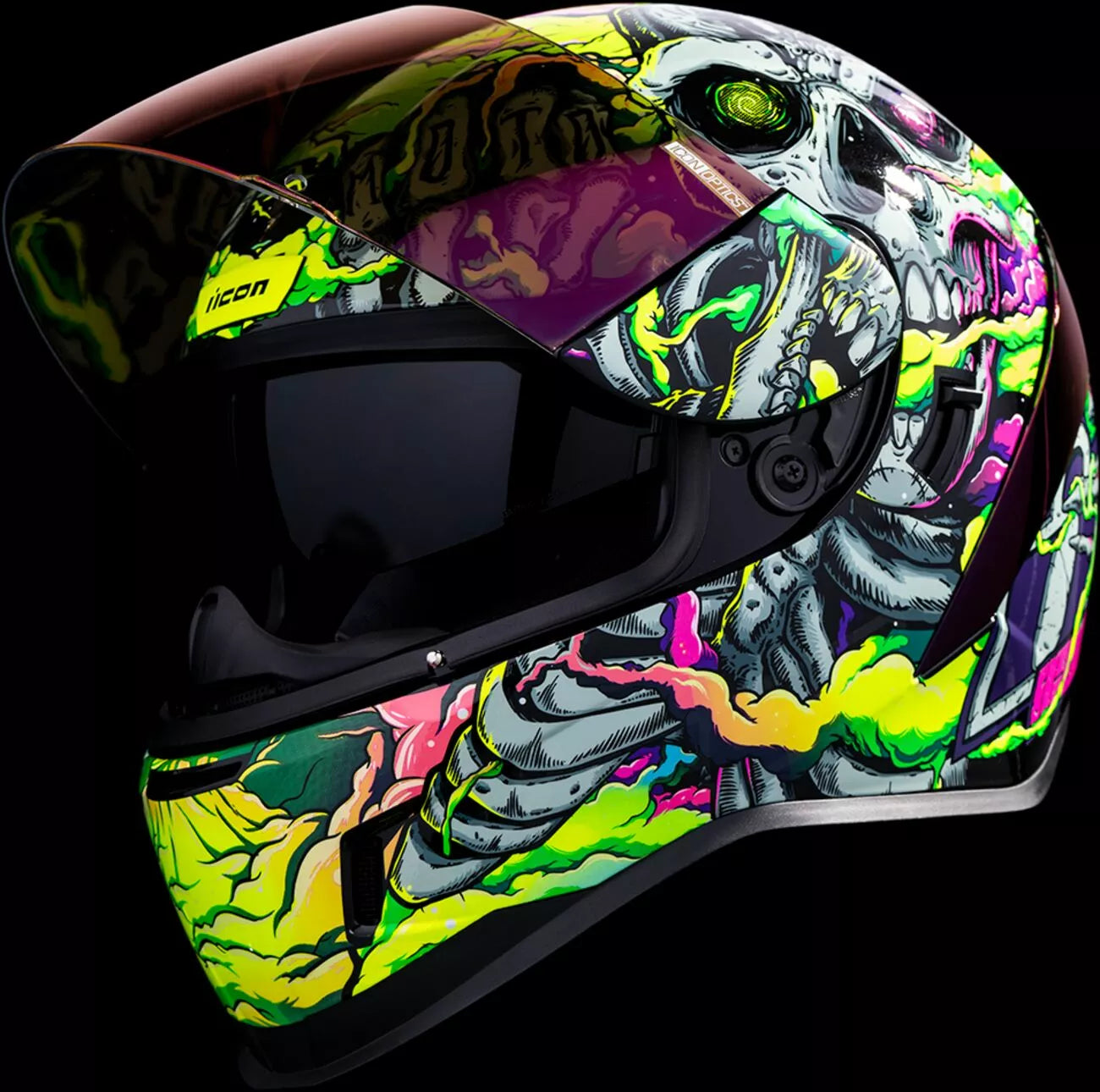 CASCO INTEGRALE - ICON AIRFORM HIPPY DIPPY - OMOLOGATO ECE 2206 VERDE TESCHIO