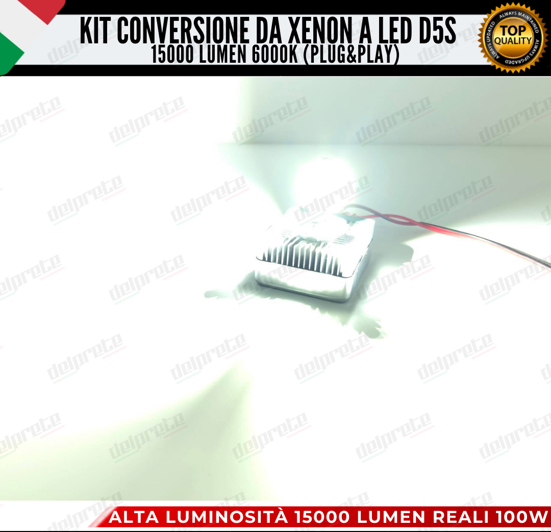 KIT LED D5S CONVERSIONE DA XENON A LED FIAT 500X 15000 LUMEN 6000K 100W NO ERROR (xenon originale)