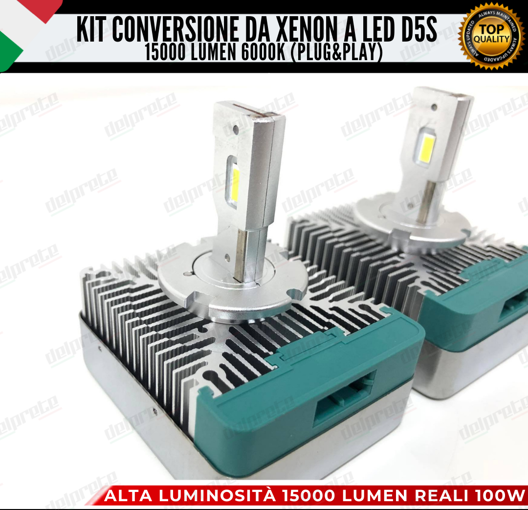KIT LED D5S CONVERSIONE DA XENON A LED FIAT 500X 15000 LUMEN 6000K 100W NO ERROR (xenon originale)
