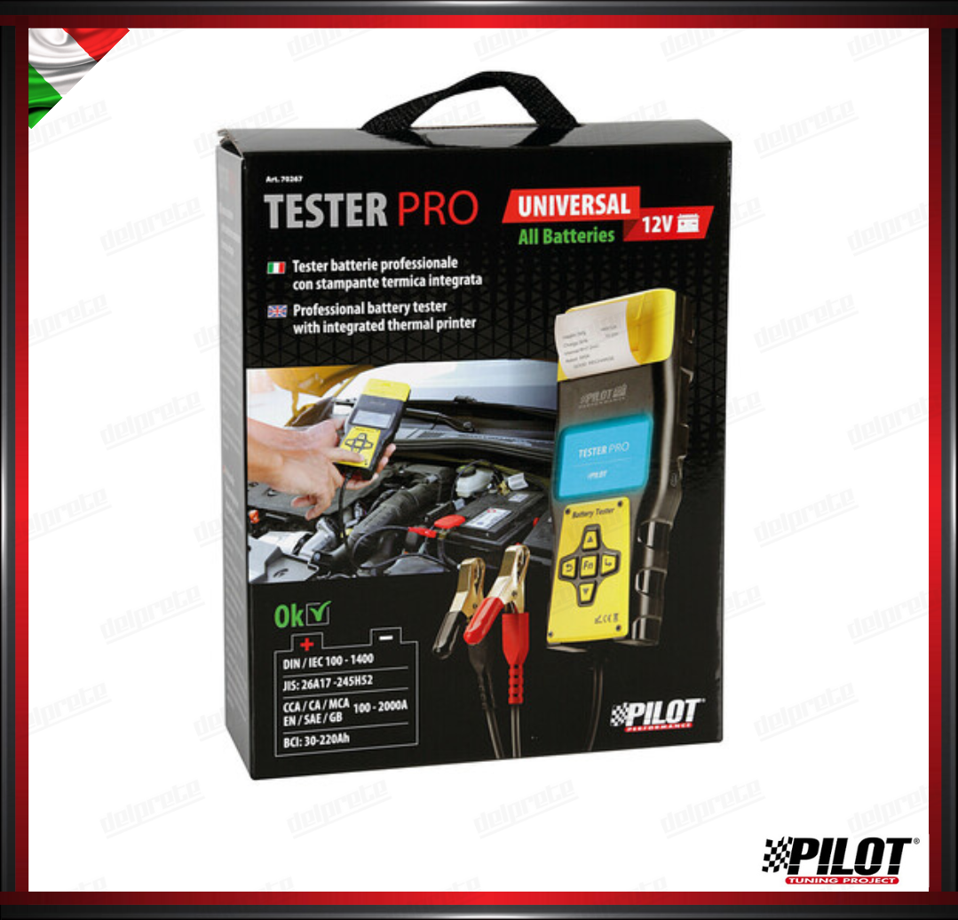 TEST DIAGNOSI PROFESSIONALE PER BATTERIE TESTER PRO 12V PILOT CON STAMPANTE TERMICA
