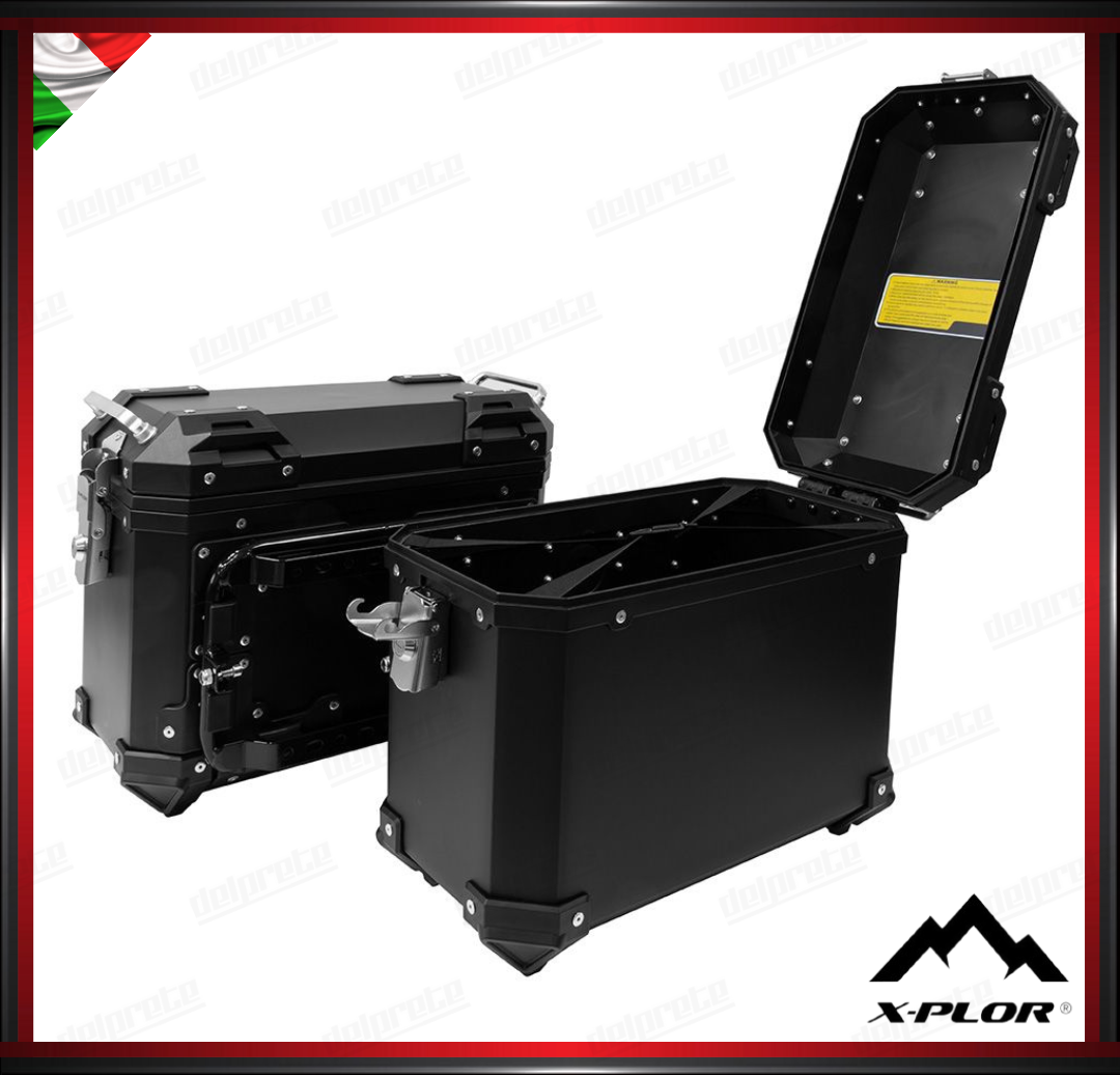 X-PLOR - COPPIA BORSE LATERALI 28 LITRI IN ABS CON PIASTRE - NERO